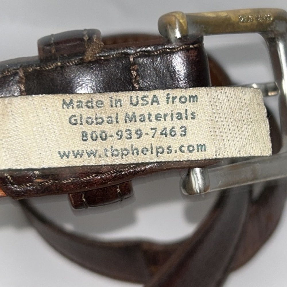 T.B Phelps Pebbles Leather Brown Belt - Picture 7 of 12